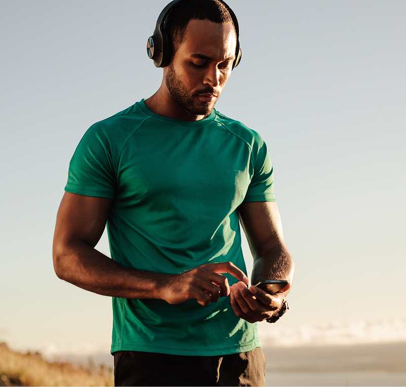 Man getting ready to start his workout.
